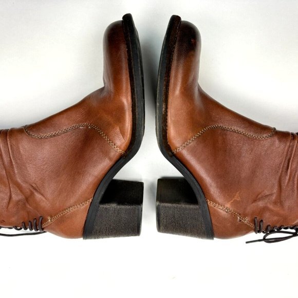 Tamaris Germany Soft Leather Boots Women 41 US 9.5Zip Closure Heel Booties Brown - Picture 5 of 11